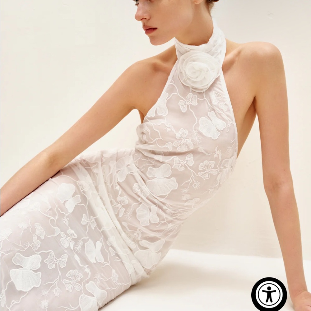 JW PEI Ivory Floral Halter Maxi Dress